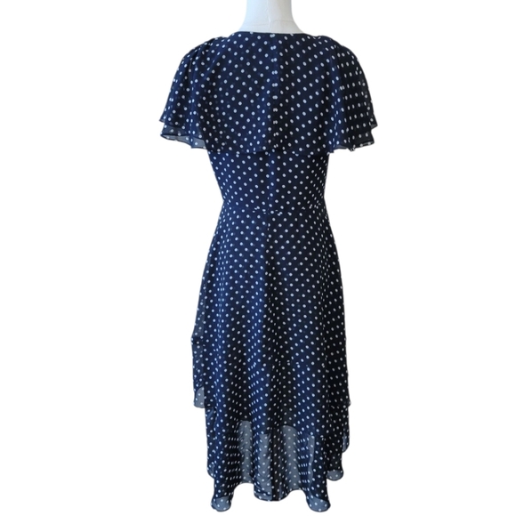 Adrianna Papell Black Polka Dot Chiffon Dress Size 4 - Picture 5 of 6